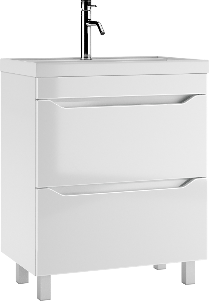 Тумба под раковину без столешницы Айсберг Ева 70 напольная, 2 ящика, белая