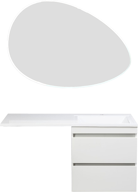 Мебель для ванной комнаты Style Line Даллас 120 R Люкс Plus подвесная, белая, эмаль, зеркало STWORKI Скаген