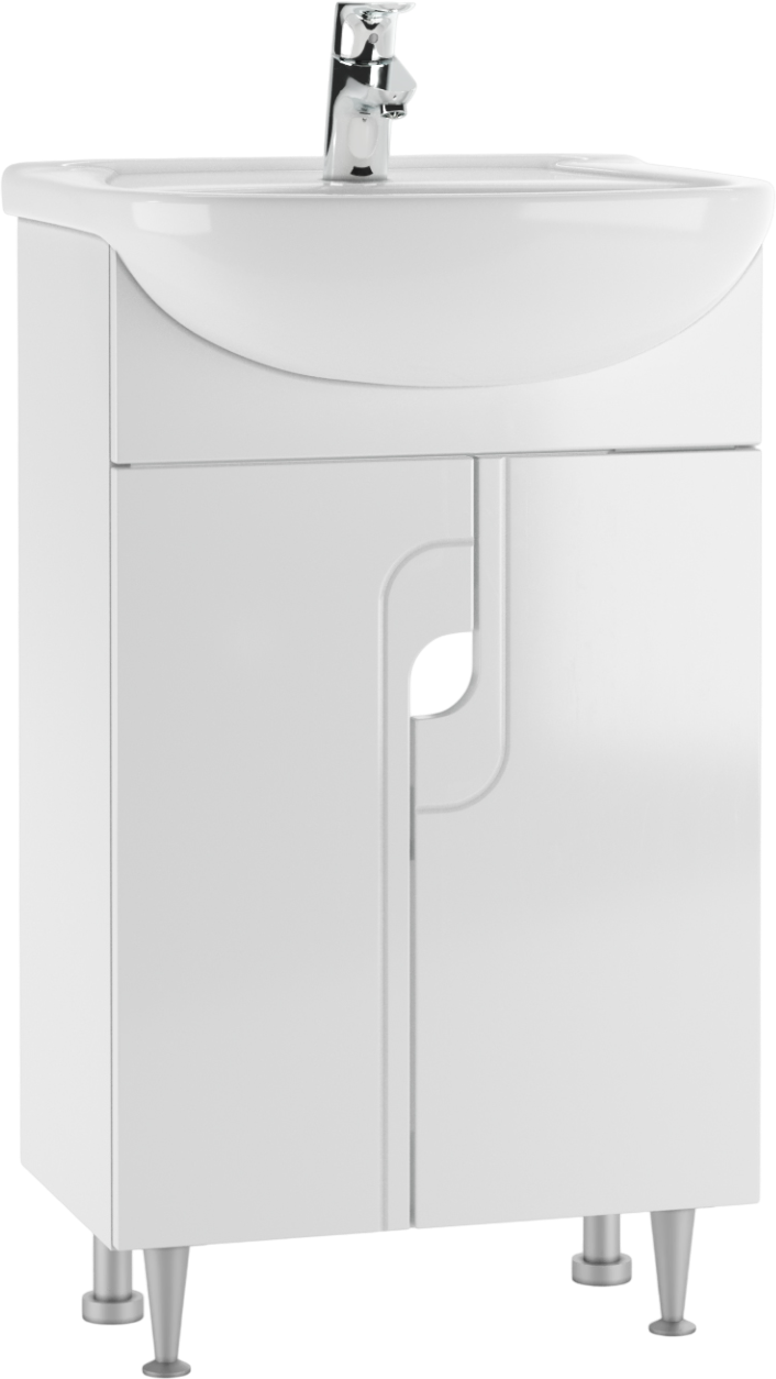 Тумба с раковиной Айсберг Лилия 50 напольная, 2 дверцы, белая