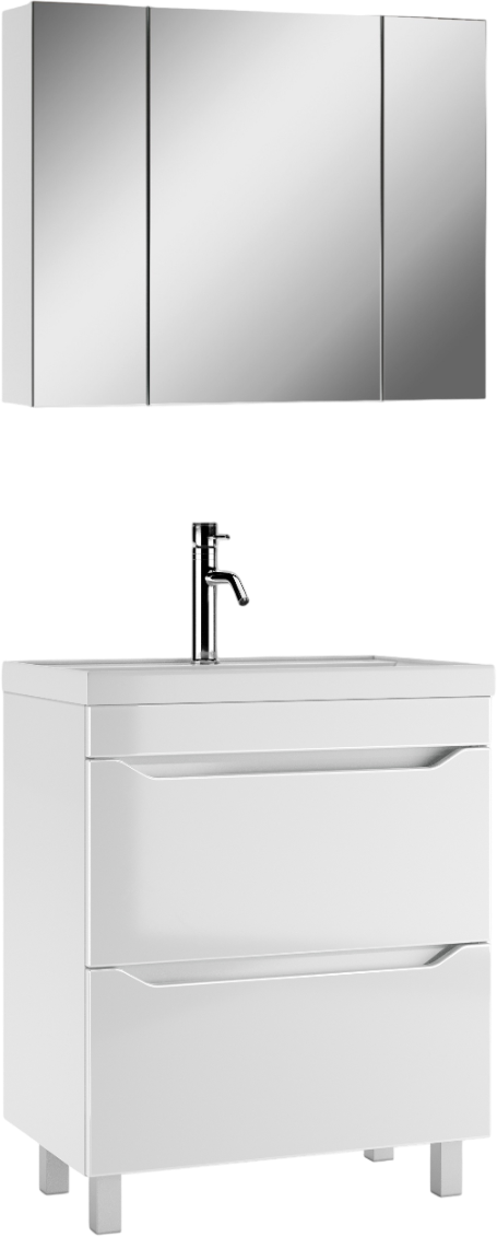 Мебель для ванной комнаты Айсберг Ева 70 напольная, 2 ящика, белая