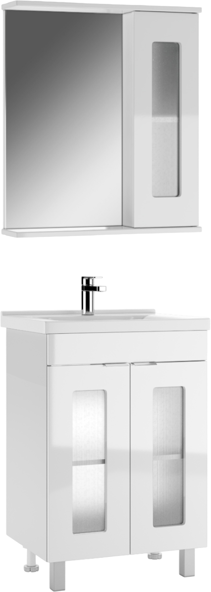 Мебель для ванной комнаты Айсберг Кристалл 60 напольная, 2 дверцы, белая