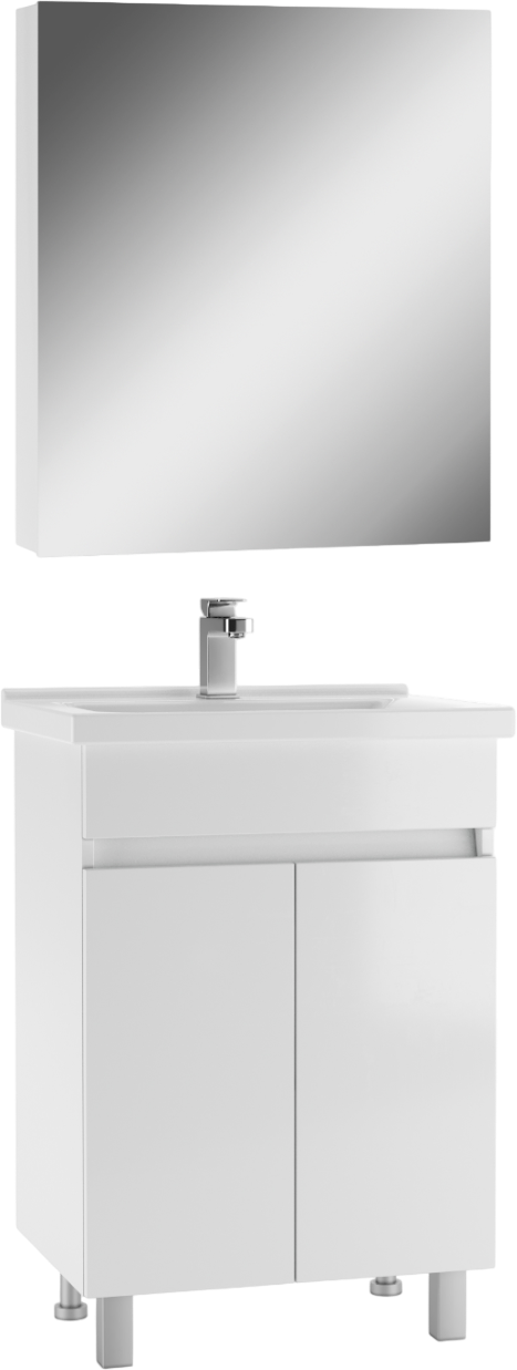 Мебель для ванной комнаты Айсберг Норма 60 напольная, 2 дверцы, белая