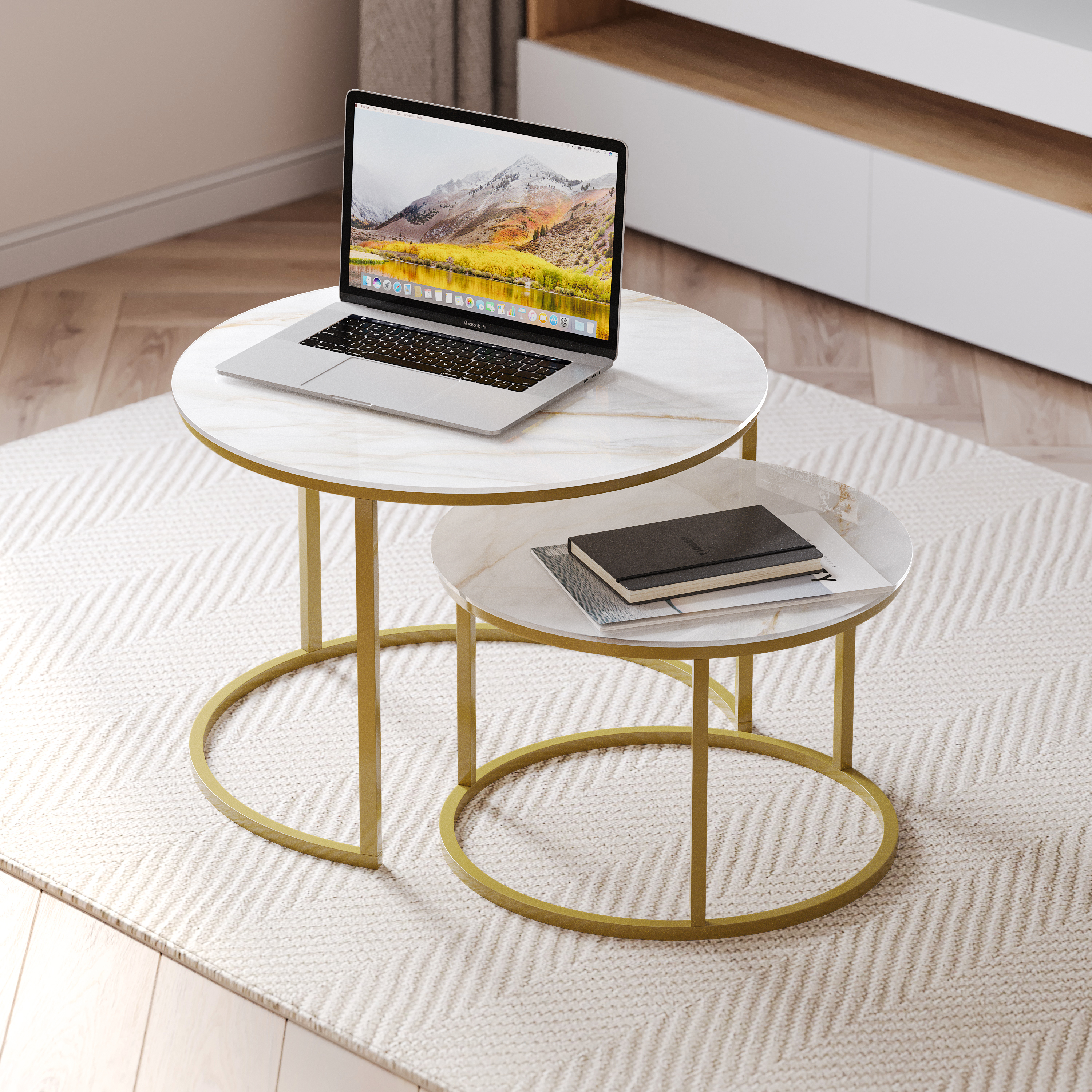 Комплект столов DIWO Краснодар белый мрамор, золото