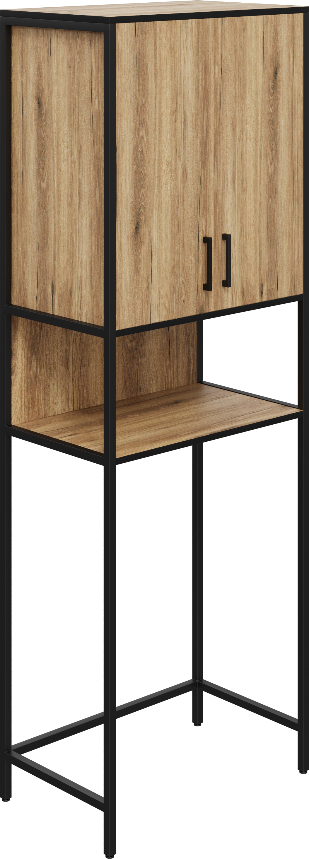 Шкаф над стиральной машиной DIWO Элиста 65 напольный, дуб крафт золотой, черный, фурнитура черная