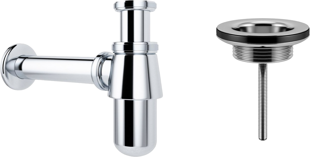 Сифон для раковины Wellsee Drainage System 182103005 32 мм, бутылочный, хром, с выпуском для раковины