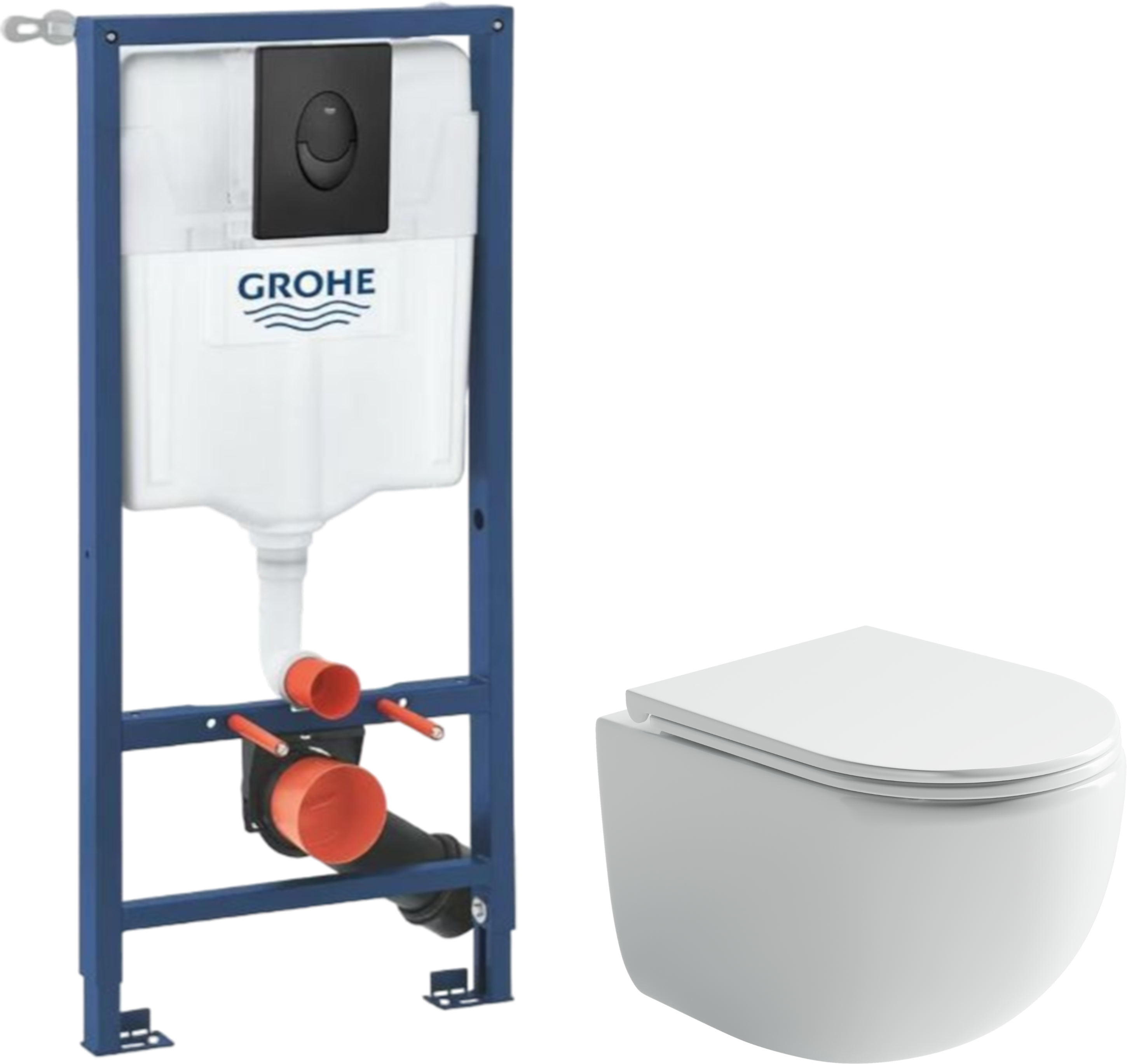 Комплект 2 в 1 Унитаз подвесной Ceramicanova UP Rimless CN4007 + Инсталляция с кнопкой Grohe Rapid SL 1000044 цвет черный