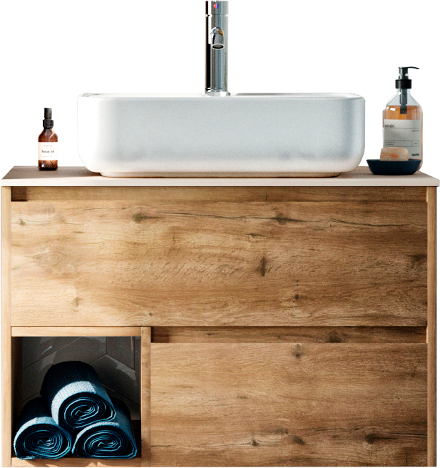 Тумба под раковину со столешницей STWORKI Карлстад 75 дуб рустикальный, роверелла