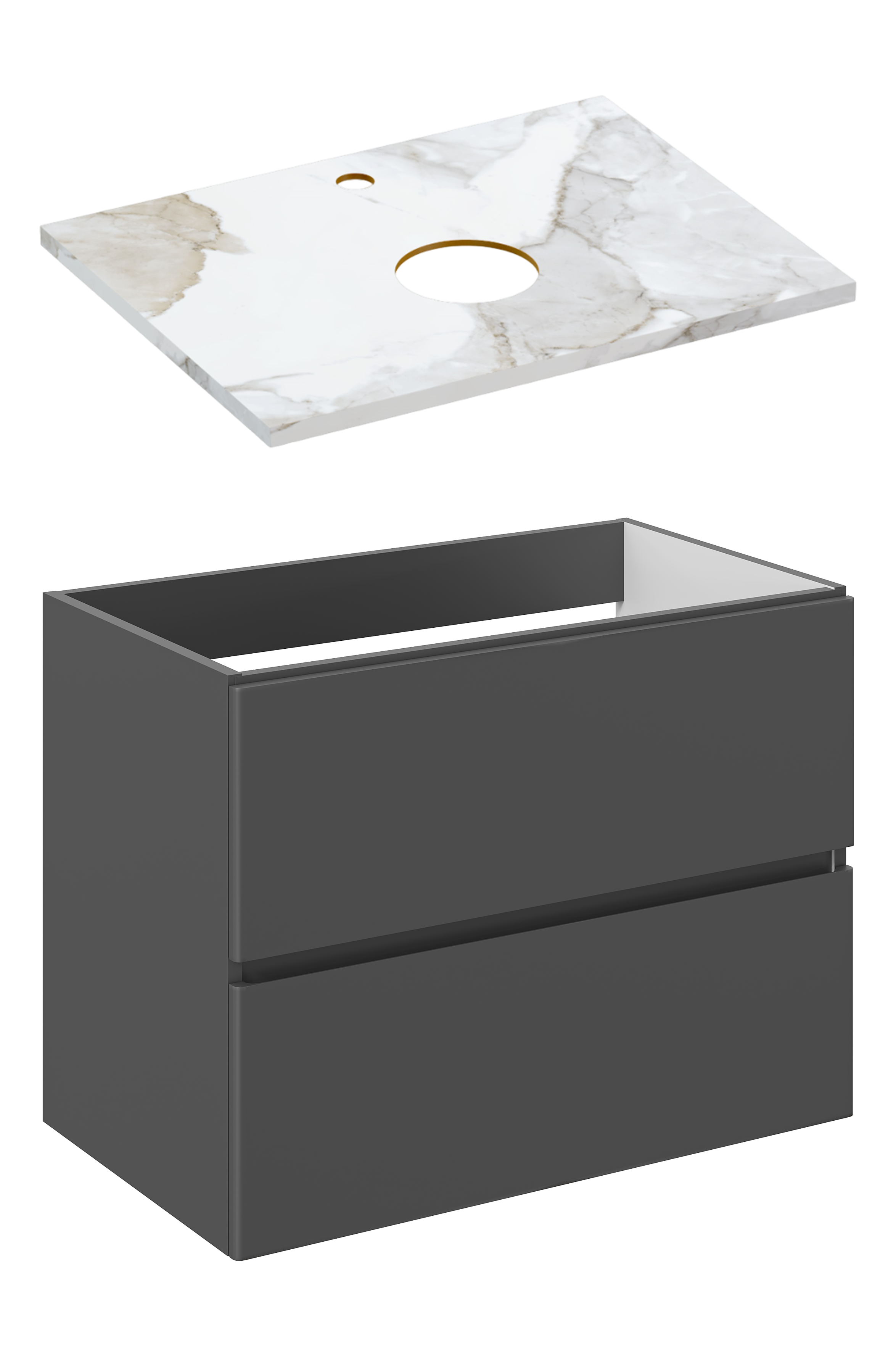 Тумба под раковину со столешницей STWORKI Колдинг 80 антрацит, сатиновая белая
