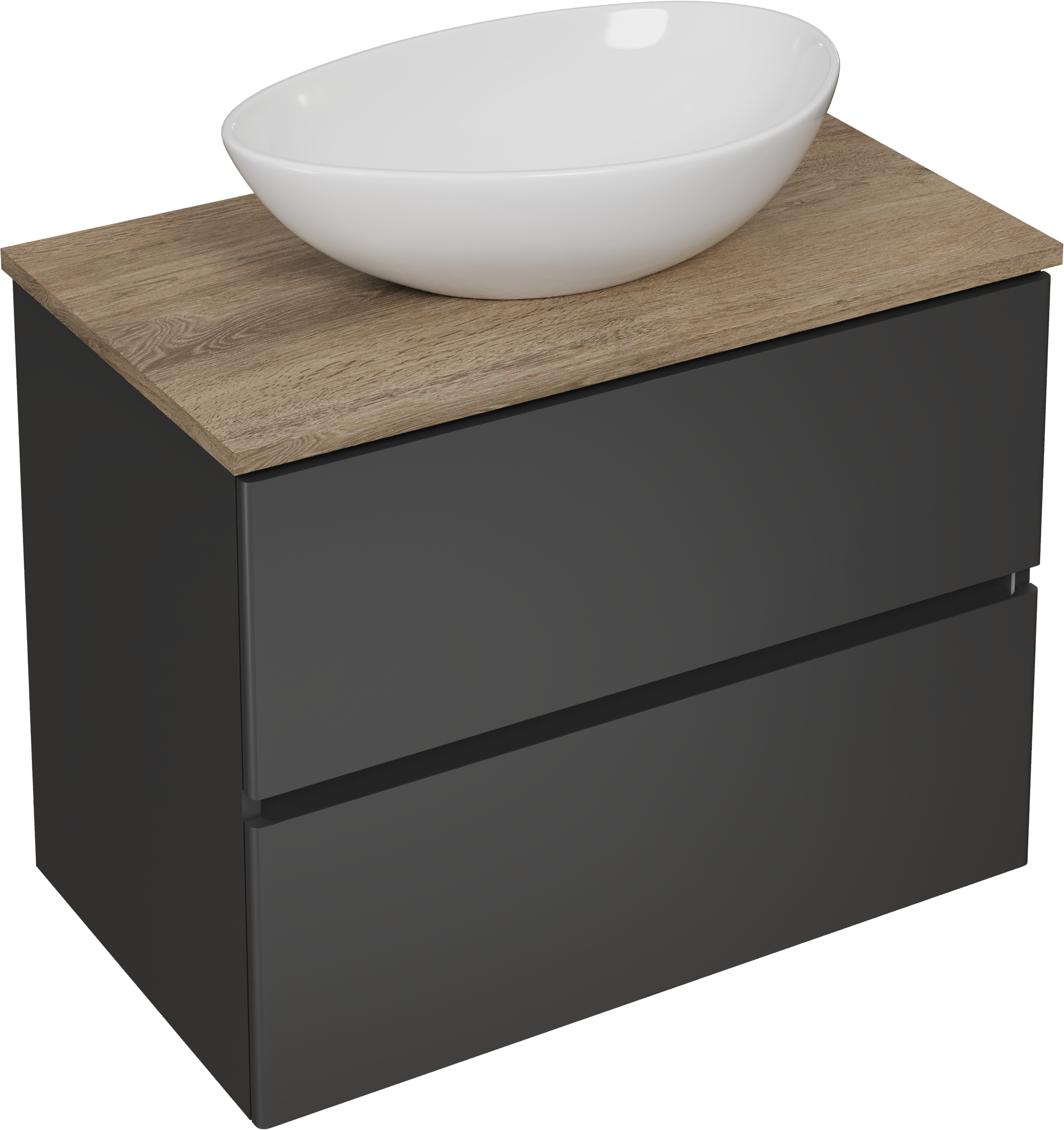 Тумба под раковину со столешницей STWORKI Колдинг 80 антрацит, матовый орех