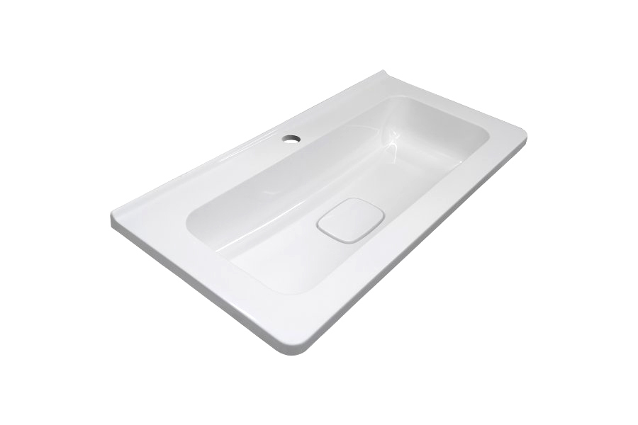 Мебельная раковина Creto Oro 80 накладная, глянцевая белая, прямоугольная, искусственный камень