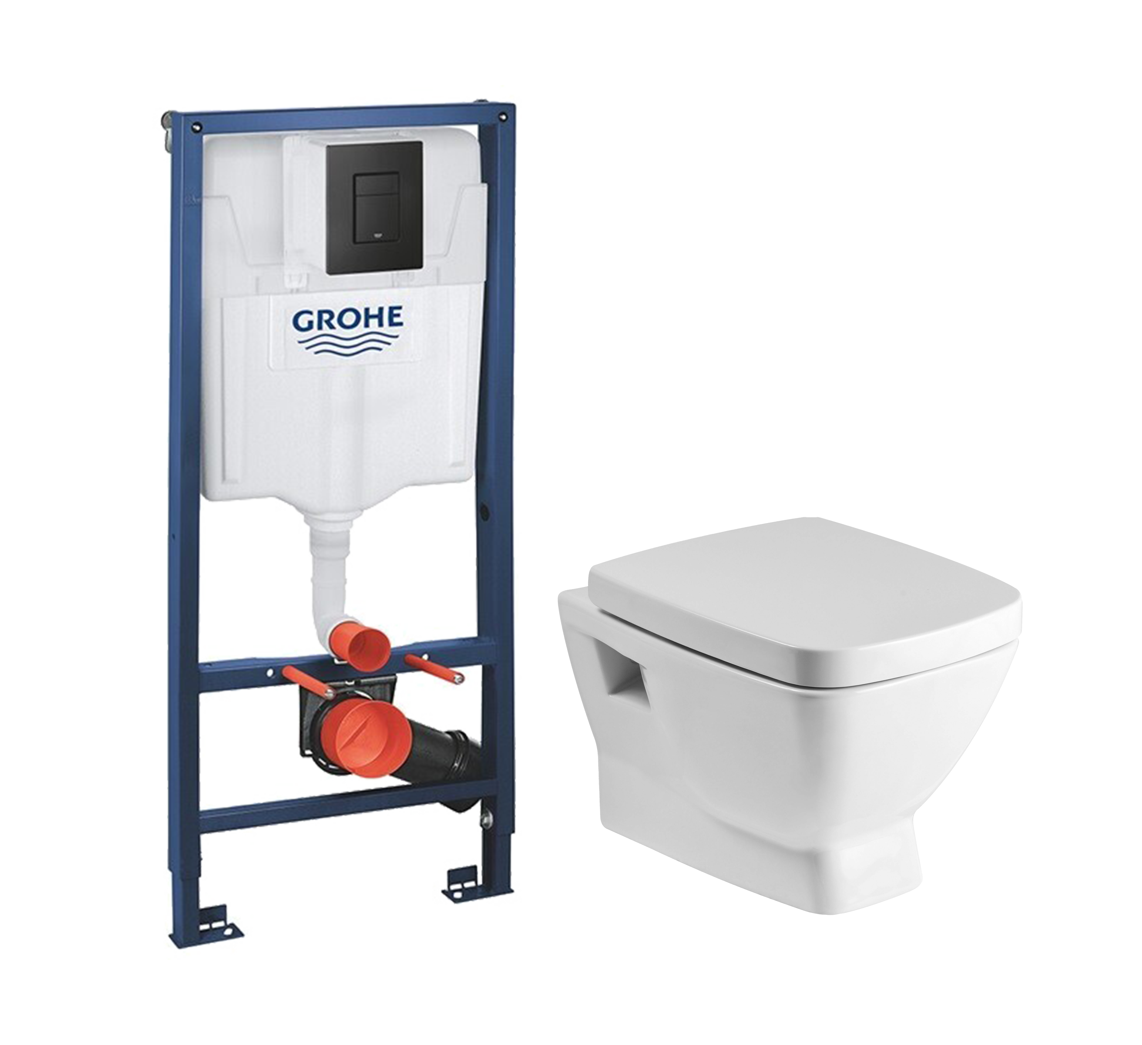 Комплект 2 в 1 Унитаз подвесной Santek Нео 1WH302423 + Инсталляция с кнопкой Grohe Solido 38811KF0 цвет черный