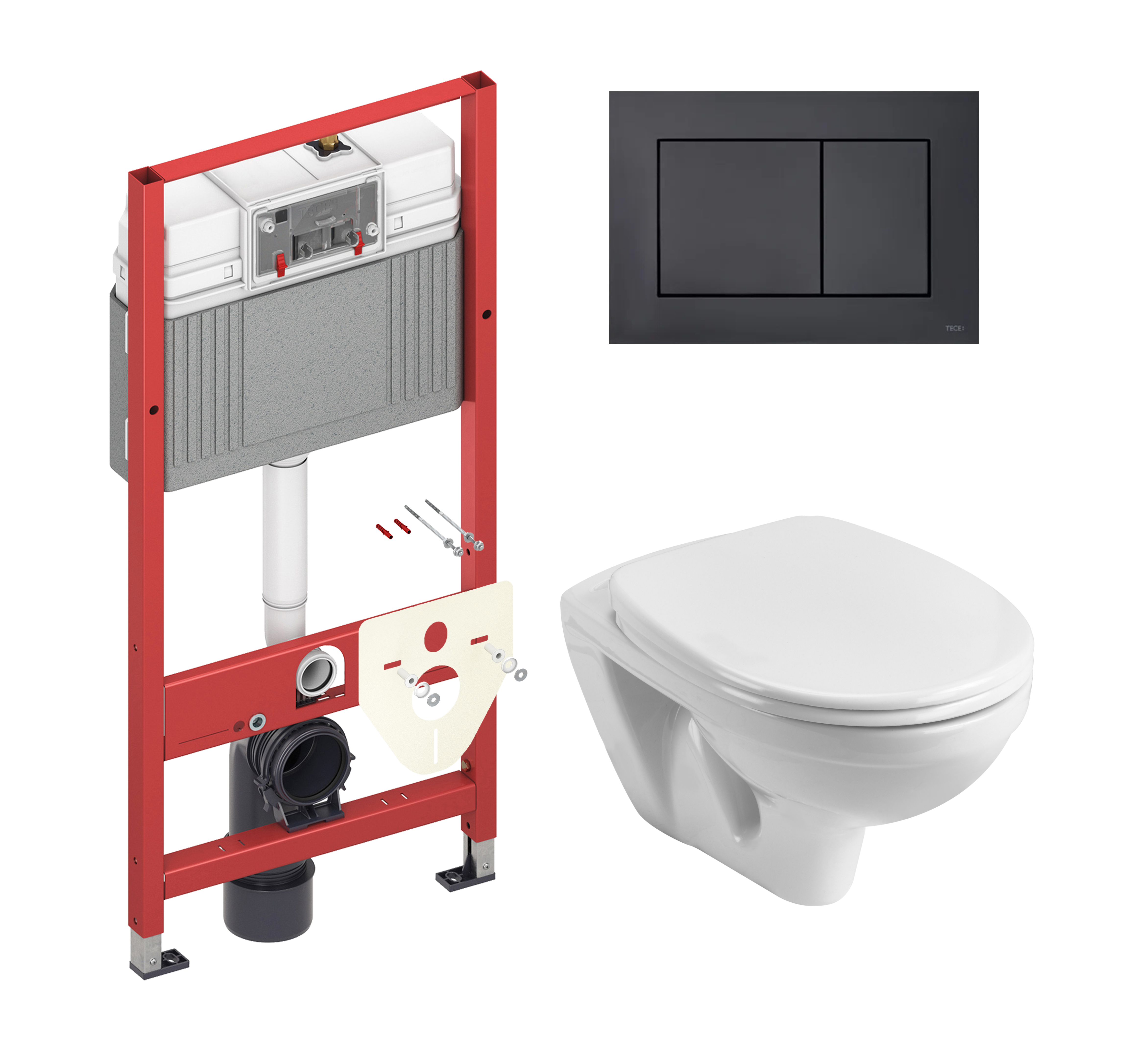 Комплект 2 в 1 Унитаз подвесной Santek Бореаль 1.WH30.1.977 + Инсталляция с кнопкой TECE Now 9400414