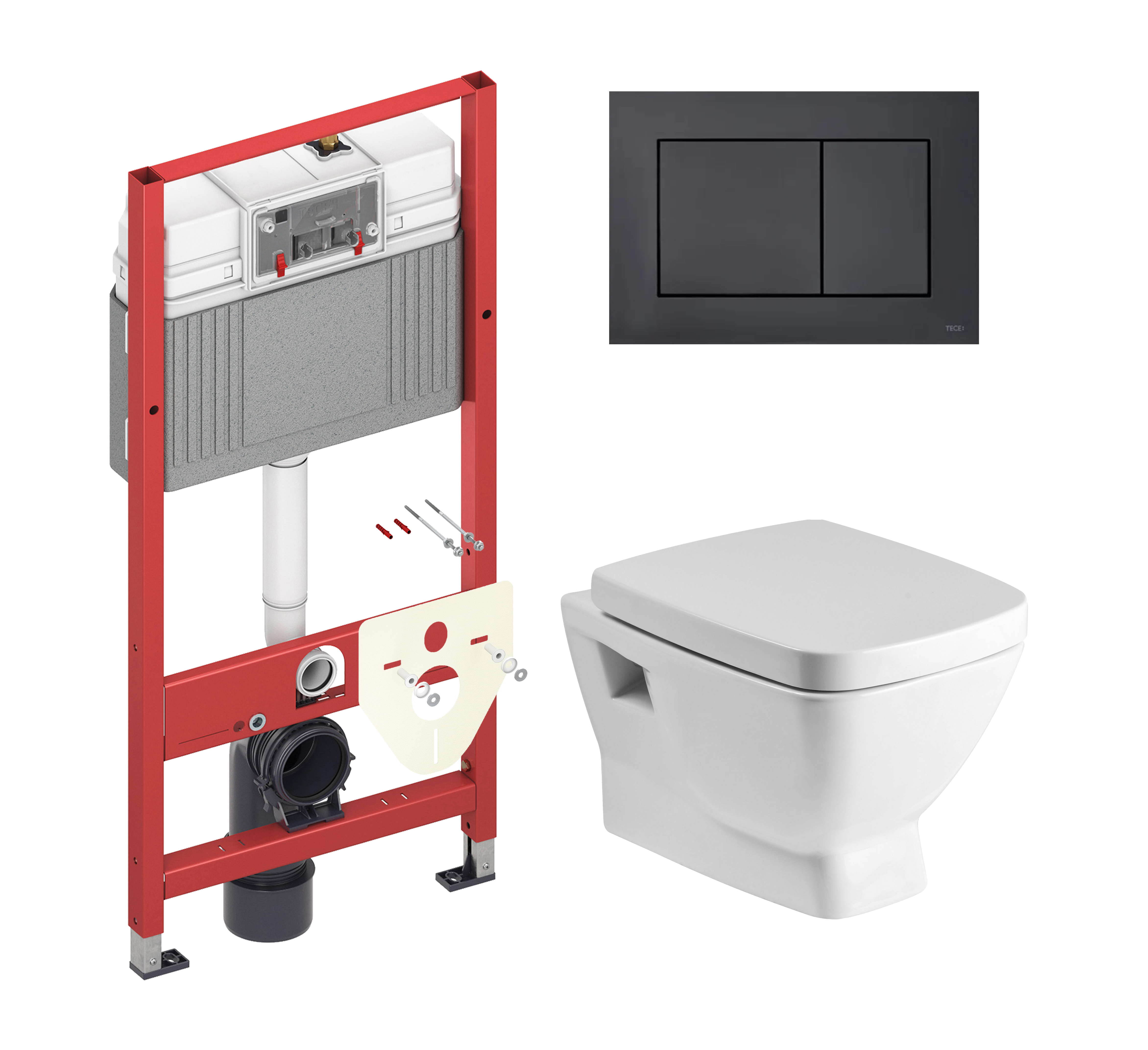 Комплект 2 в 1 Унитаз подвесной Santek Нео 1.WH30.2.423 + Инсталляция с кнопкой TECE Now 9400414