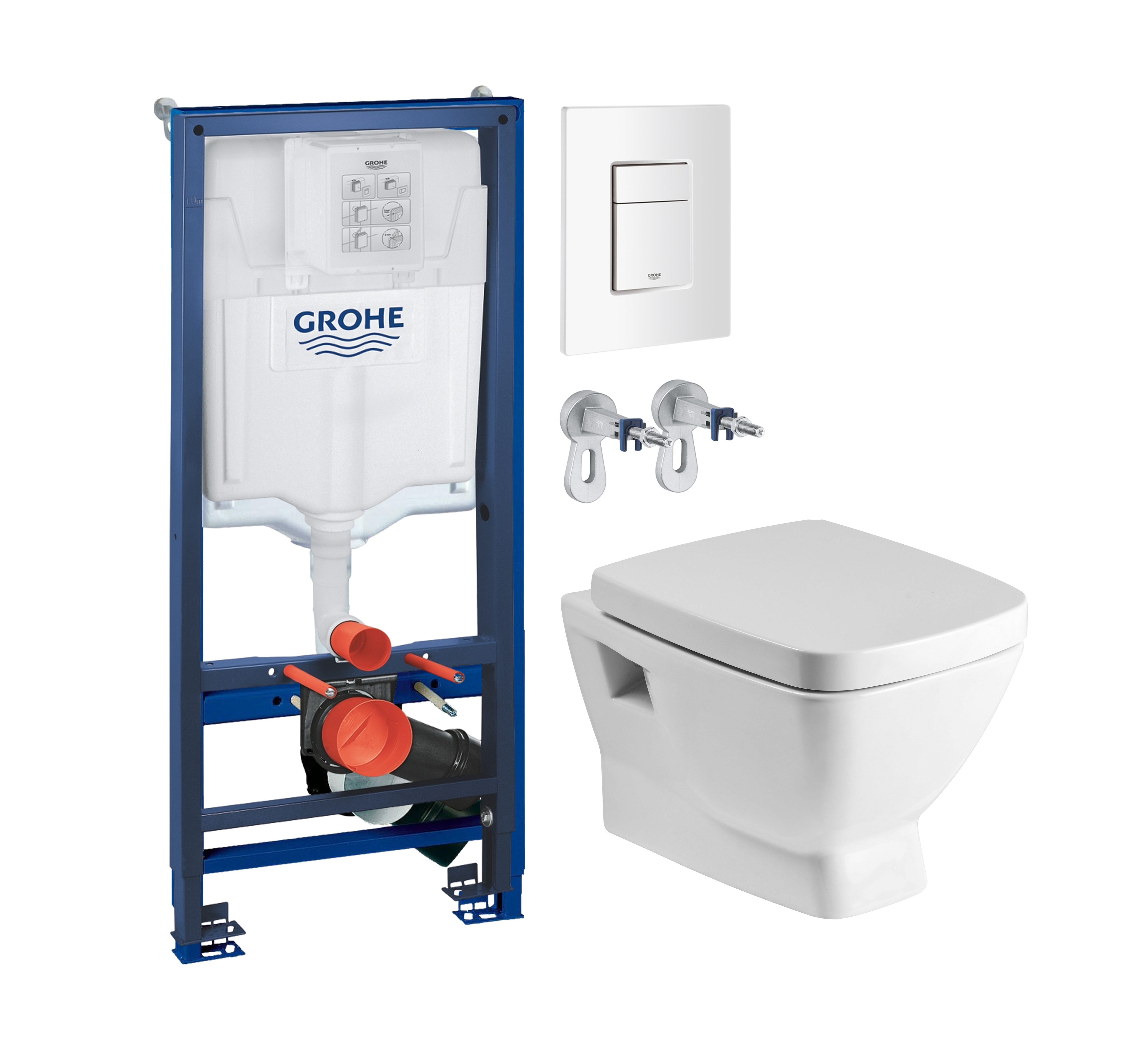 Комплект 2 в 1 Унитаз подвесной Santek Нео 1WH302423 + Инсталляция с кнопкой Grohe Rapid SL 38772SH0 цвет белый