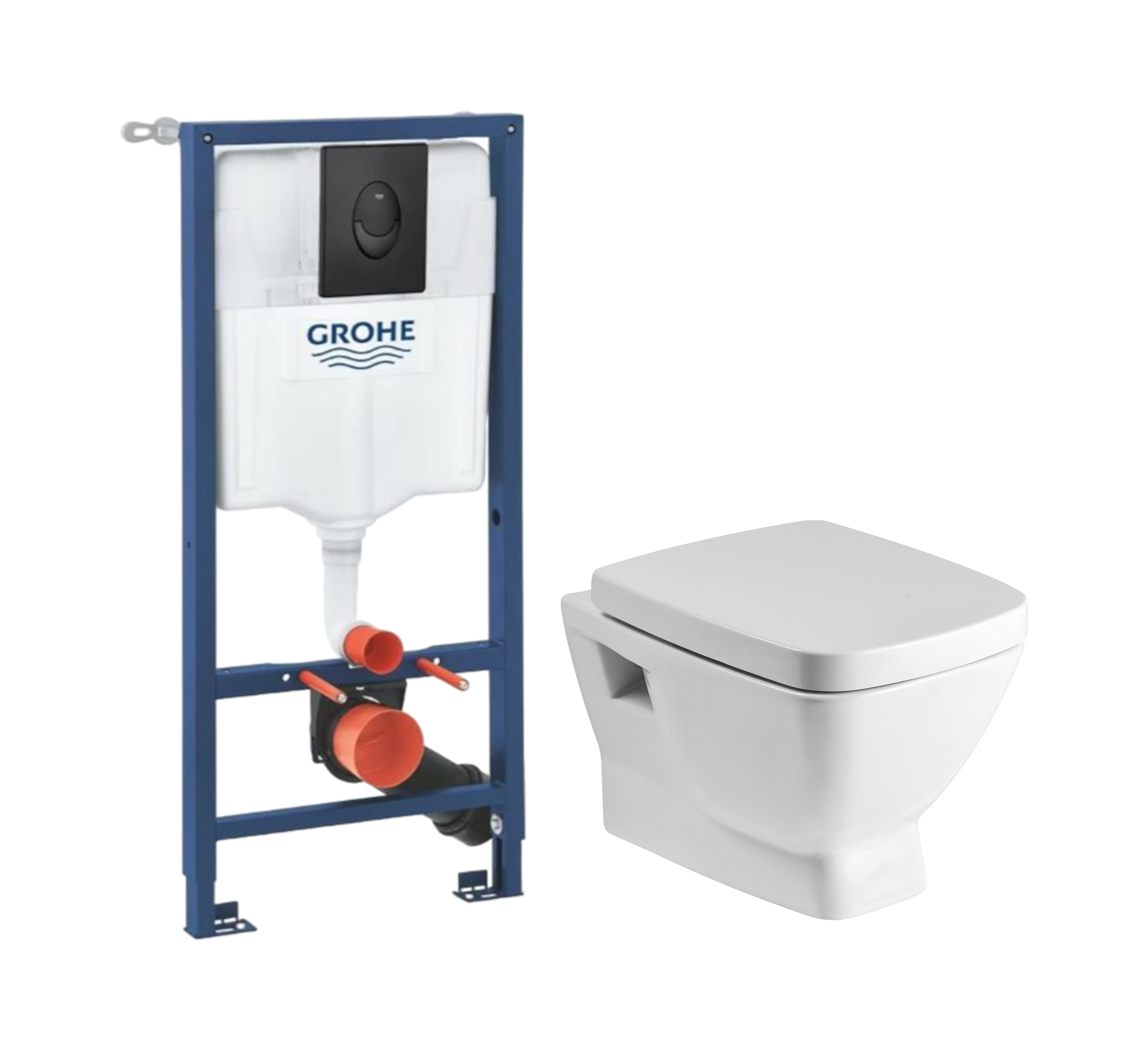 Комплект 2 в 1 Унитаз подвесной Santek Нео 1WH302423 + Инсталляция с кнопкой Grohe Rapid SL 1000044 цвет черный