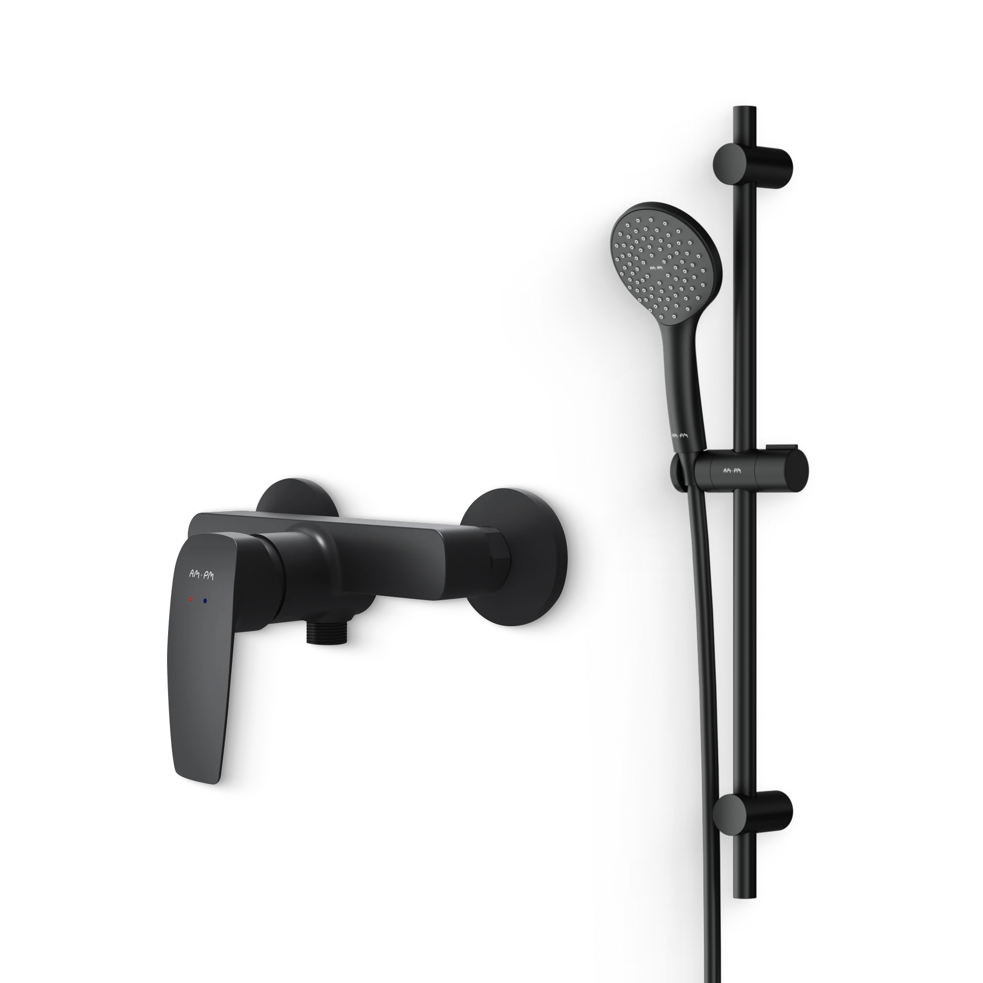 Душевой комплект Смеситель для душа AM.PM Tender F45A20022 + Гарнитур Gem F0190022 черный