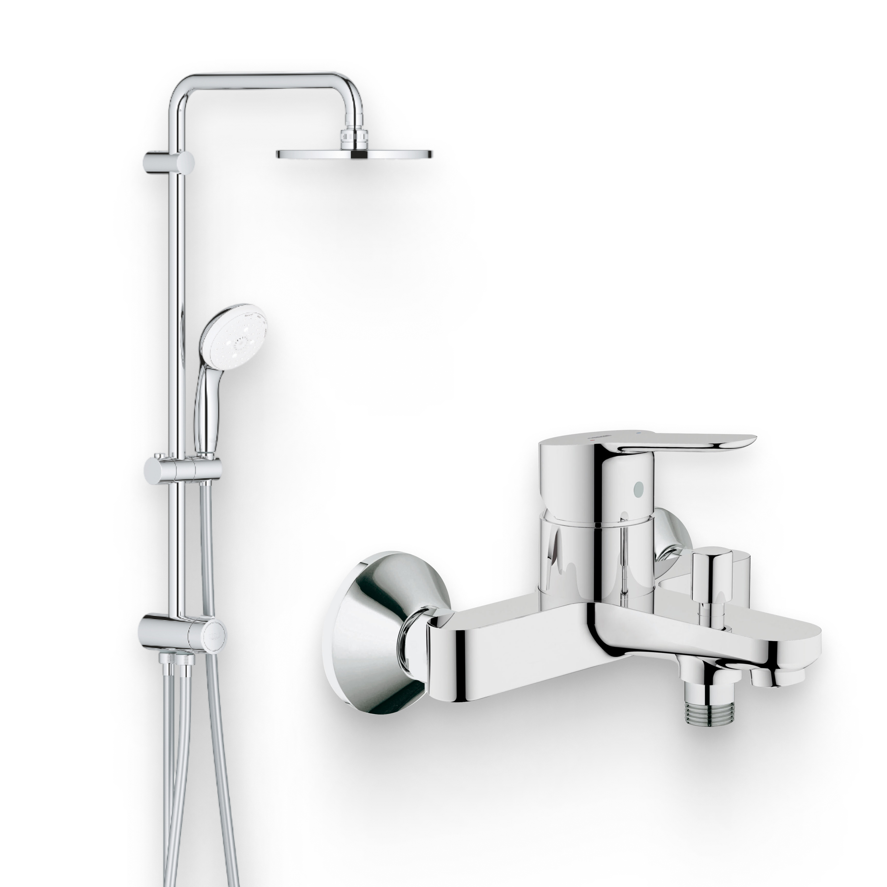 Душевой комплект Смеситель Grohe BauEdge 23334000 + Стойка New Tempesta 27389002