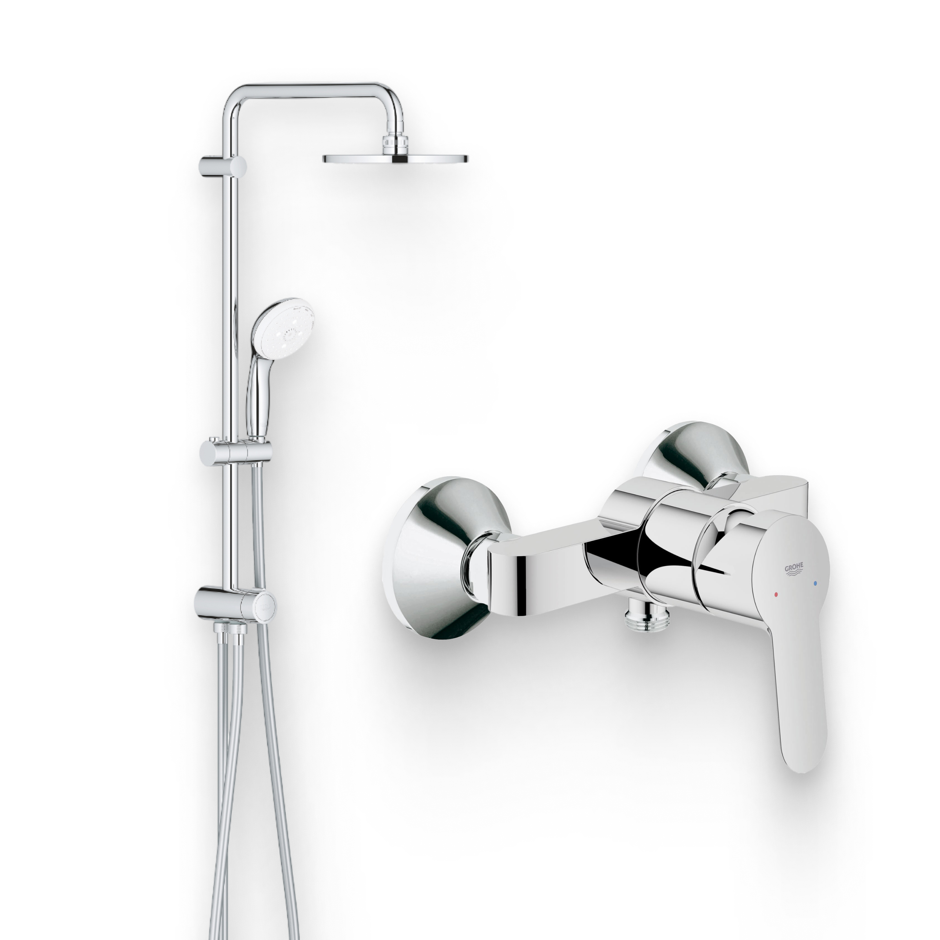 Душевой комплект Смеситель для душа Grohe BauEdge 23333000 + Стойка New Tempesta 27389002