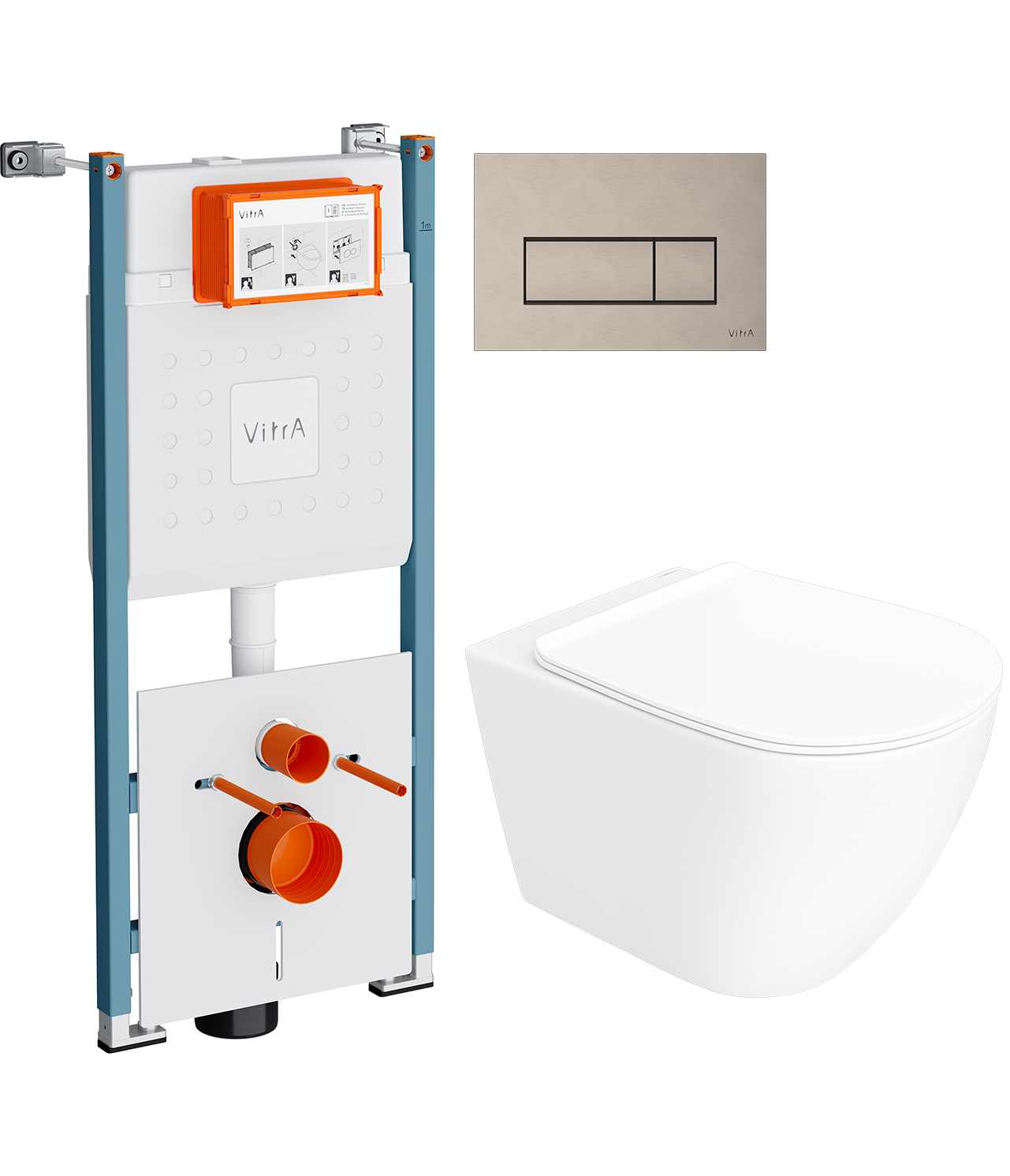 Комплект 3 в 1 Унитаз подвесной STWORKI Готланд S13401WH + Инсталляция VitrA V-Fix Core 732-5800-01PV + Кнопка Root Square 740-2395