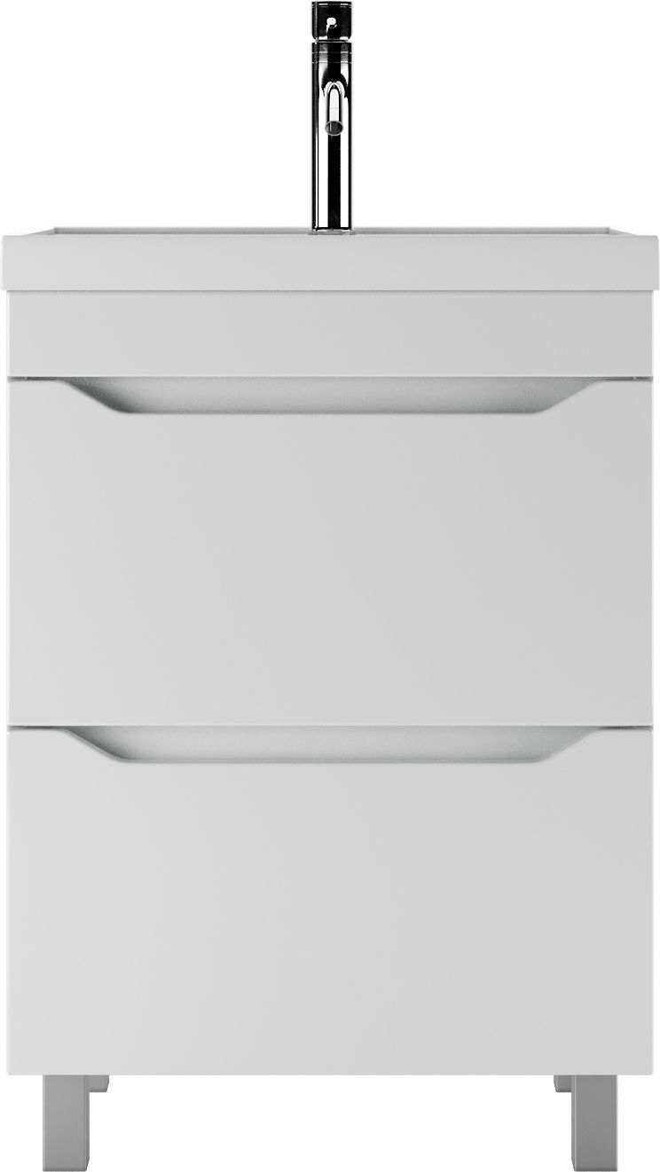 Тумба с раковиной Айсберг Ева 60 напольная, 2 ящика, белая