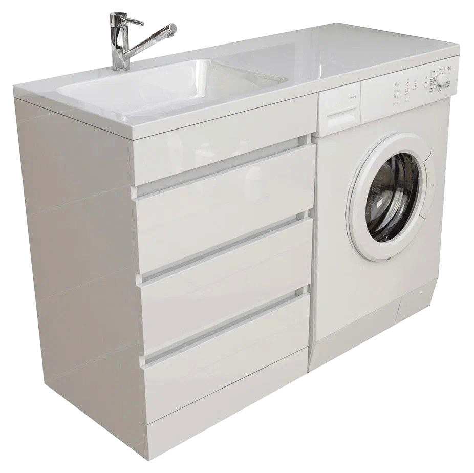 Тумба с раковиной Emmy Джерси 120 L, под стиральную машину, белая