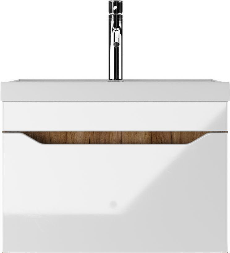 Тумба с раковиной Айсберг Ева 60 подвесная, 1 ящик, дуб вотан