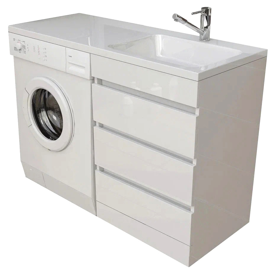 Тумба с раковиной Emmy Джерси 120 R, под стиральную машину, белая
