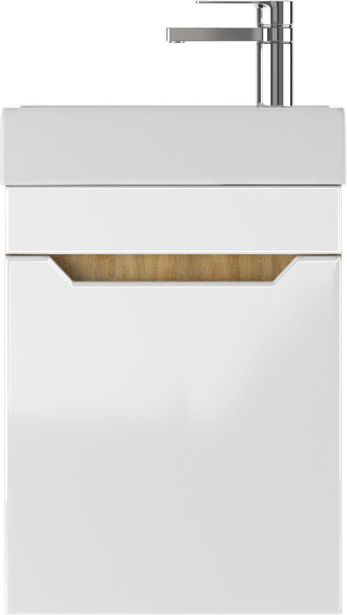 Тумба с раковиной Айсберг Мечта 40 подвесная, белая, дуб сонома