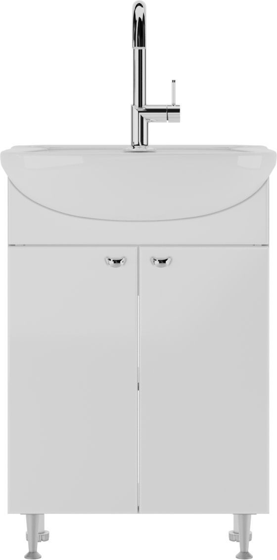 Тумба с раковиной Айсберг Лидер 55 белая, раковина Rosa Уют