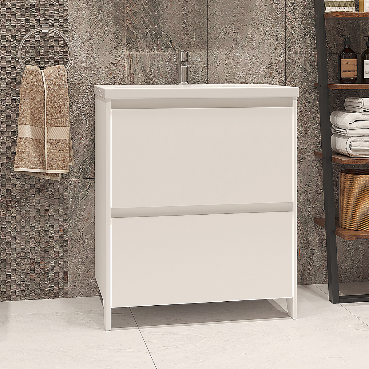 Тумба под раковину без столешницы Velvex Klaufs 70.2Y белая, напольная