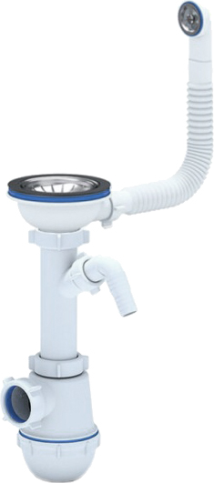 Сифон для мойки АНИ пласт Ани Грот 3 1/2"х40 90 мм, бутылочный, хром, с отводом для подключения бытовой техники