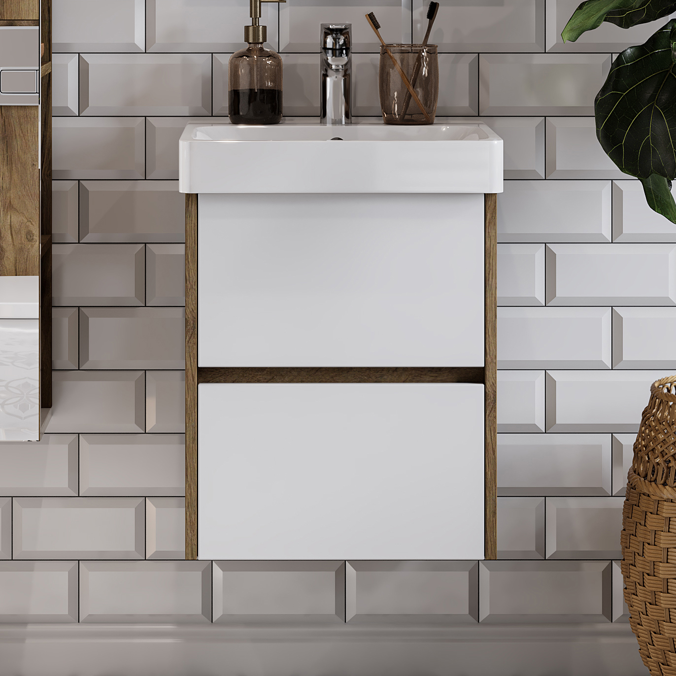 Тумба с раковиной AQUATON Сканди 45 дуб рустикальный