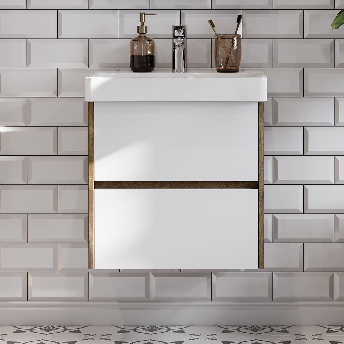 Тумба с раковиной AQUATON Сканди 55 дуб рустикальный