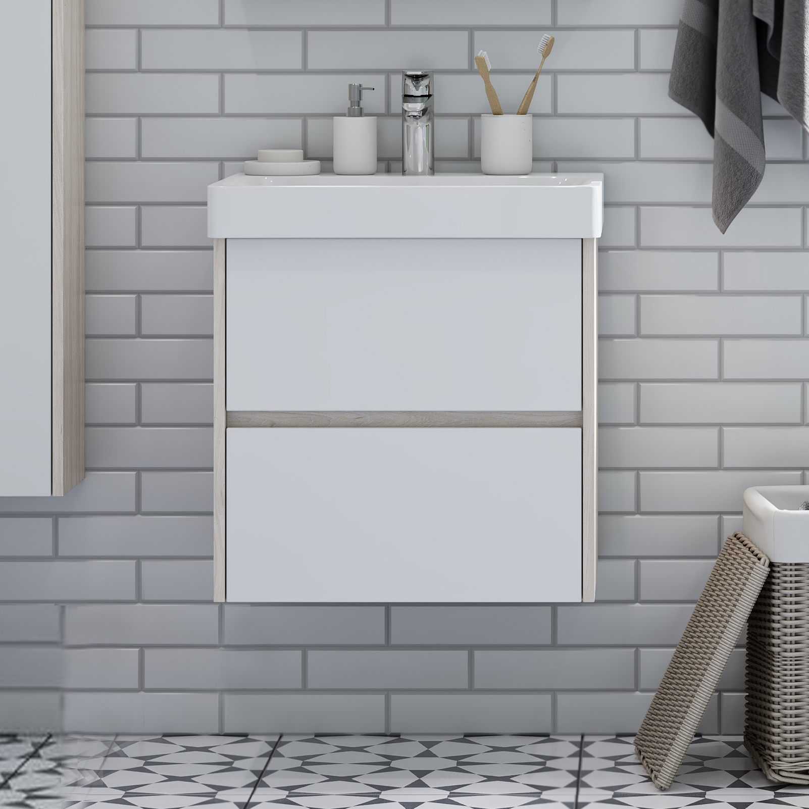 Тумба с раковиной AQUATON Сканди 55 дуб верона