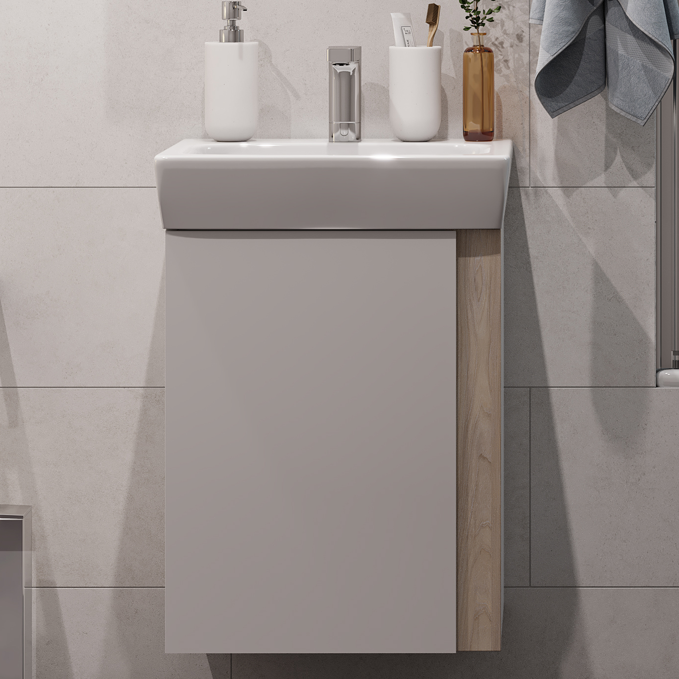 Тумба под раковину без столешницы AQUATON Кантри 50 белый/дуб верона