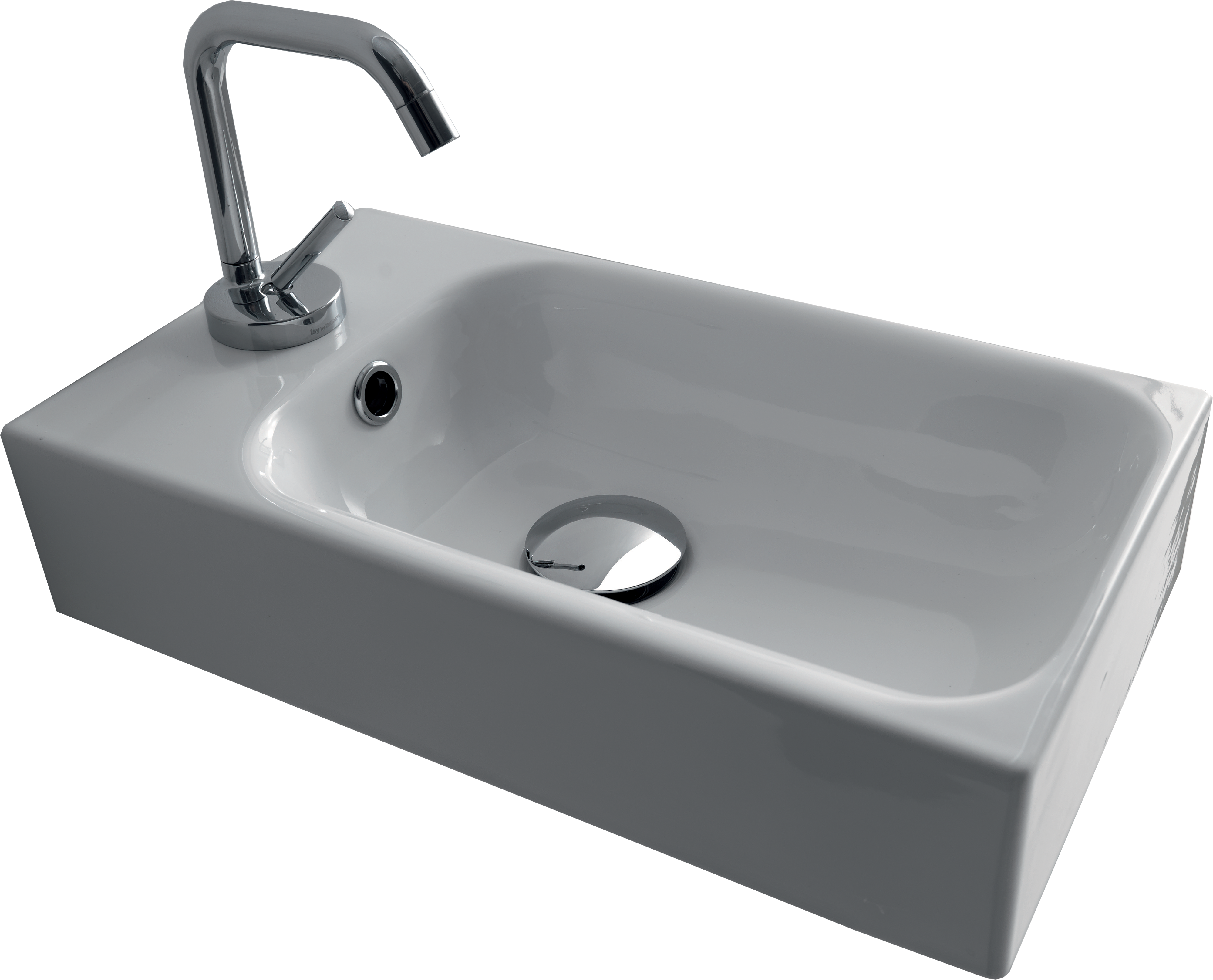 Раковина маленькая в туалет Kerasan Cento 45 белая, прямоугольная, отверстие слева