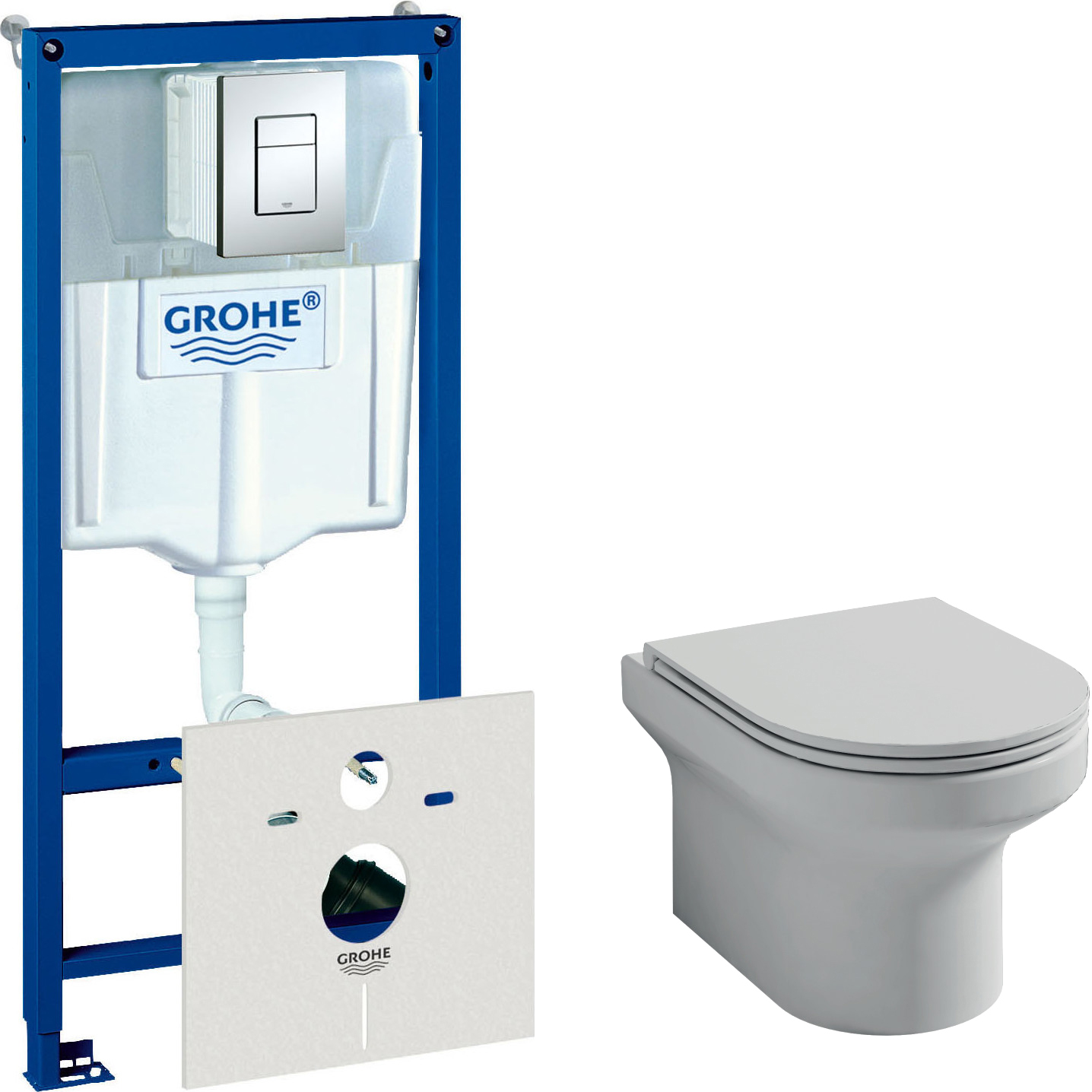 Комплект 2 в 1 Унитаз подвесной Jacob Delafon Elite EDX114RU-00 + Комплект Grohe Rapid SL 38775001H цвет хром