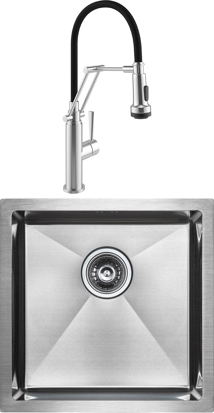 Комплект Мойка Paulmark Gerberg PM254444-BS, брашированная нержавеющая сталь + Смеситель Domaci Равенна DCB 7012, сатин, с гибким изливом