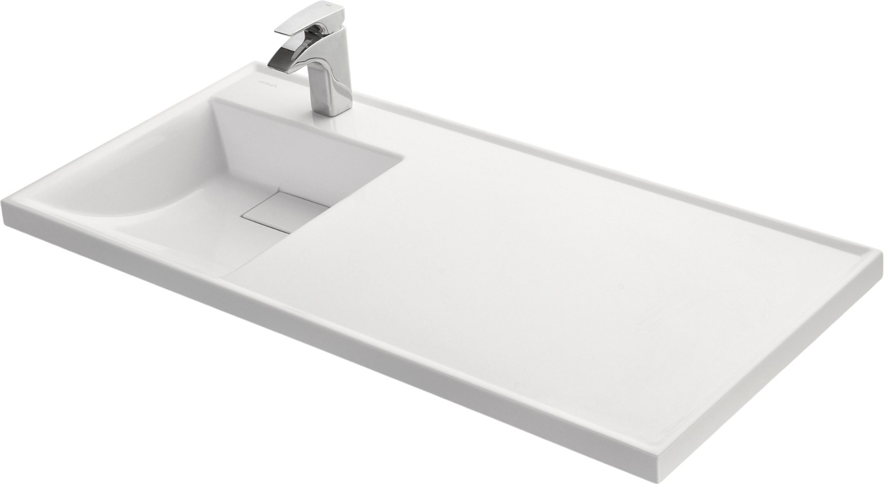 Мебельная раковина AQUATON Лондри 105 L накладная, белая, прямоугольная, искусственный мрамор