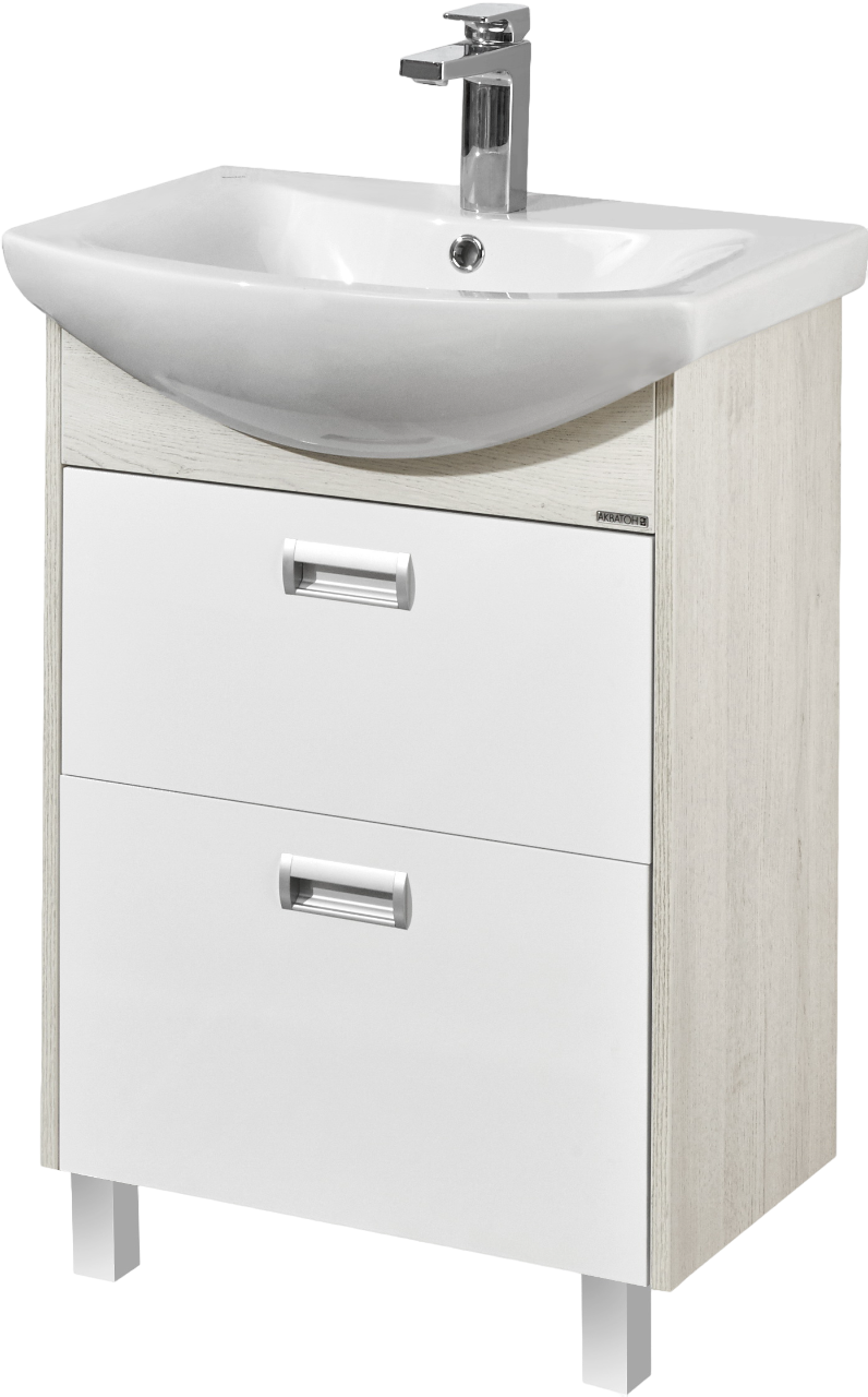 Тумба под раковину без столешницы AQUATON Бекка PRO 60 белая, дуб сомерсет