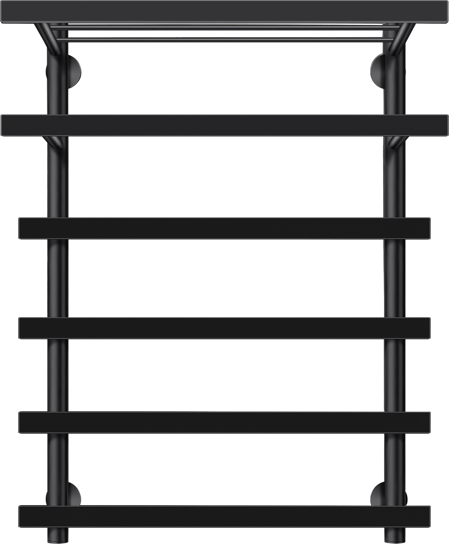 Полотенцесушитель электрический Secado Понтида 7 СП, L 80x60 см, подключение слева, матовый черный, лесенка, с полкой