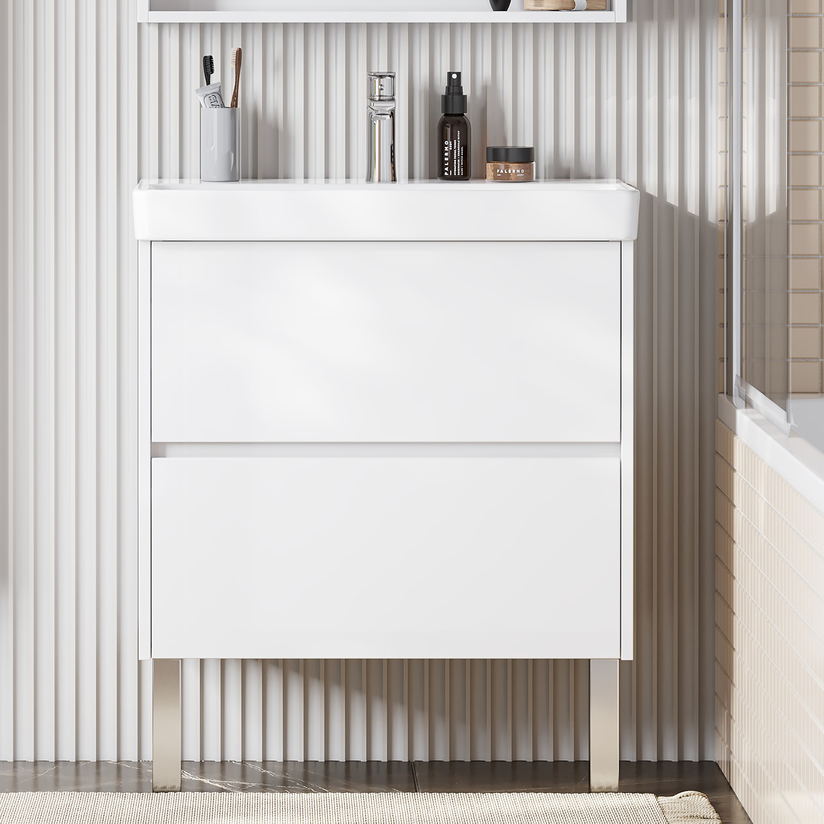 Тумба под раковину без столешницы AQUATON Сканди 70 белый глянец, белый матовый