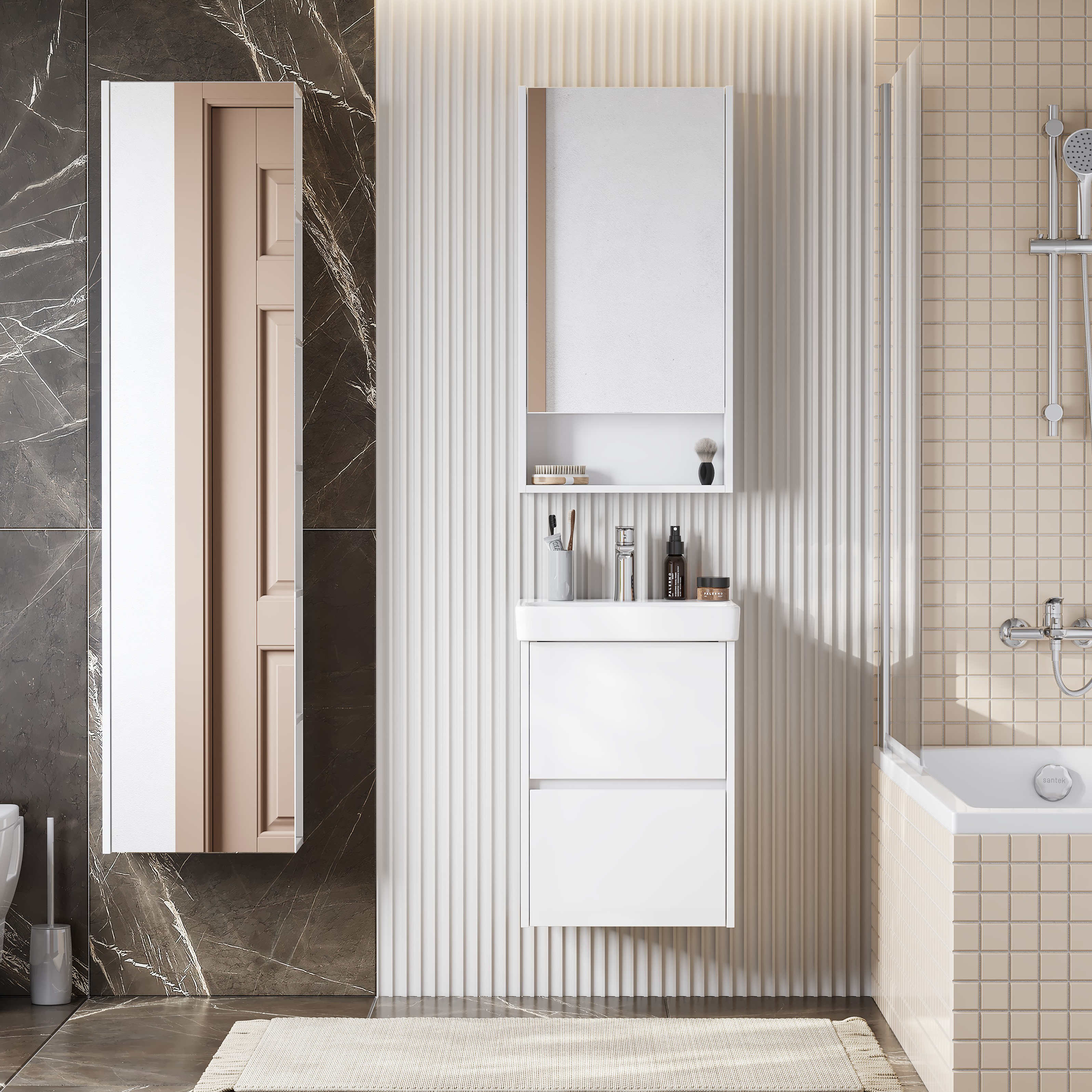 Мебель для ванной комнаты AQUATON Сканди 45 белый глянец, белый матовый