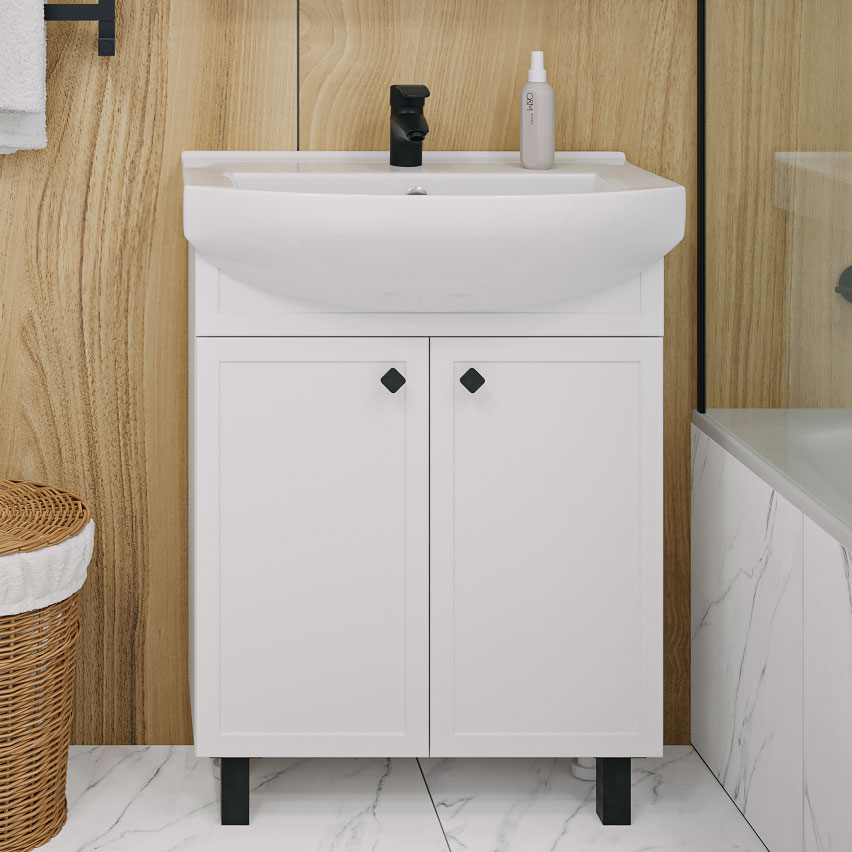 Тумба с раковиной Runo Римини 65 белая