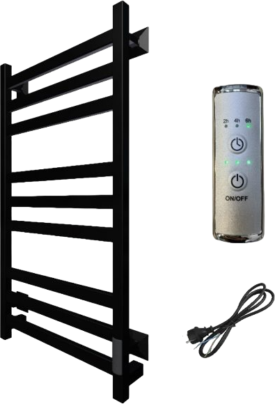 Полотенцесушитель электрический Тругор Пэк сп 21 80x55 см, подключение справа, слева, матовый черный, лесенка, из стали