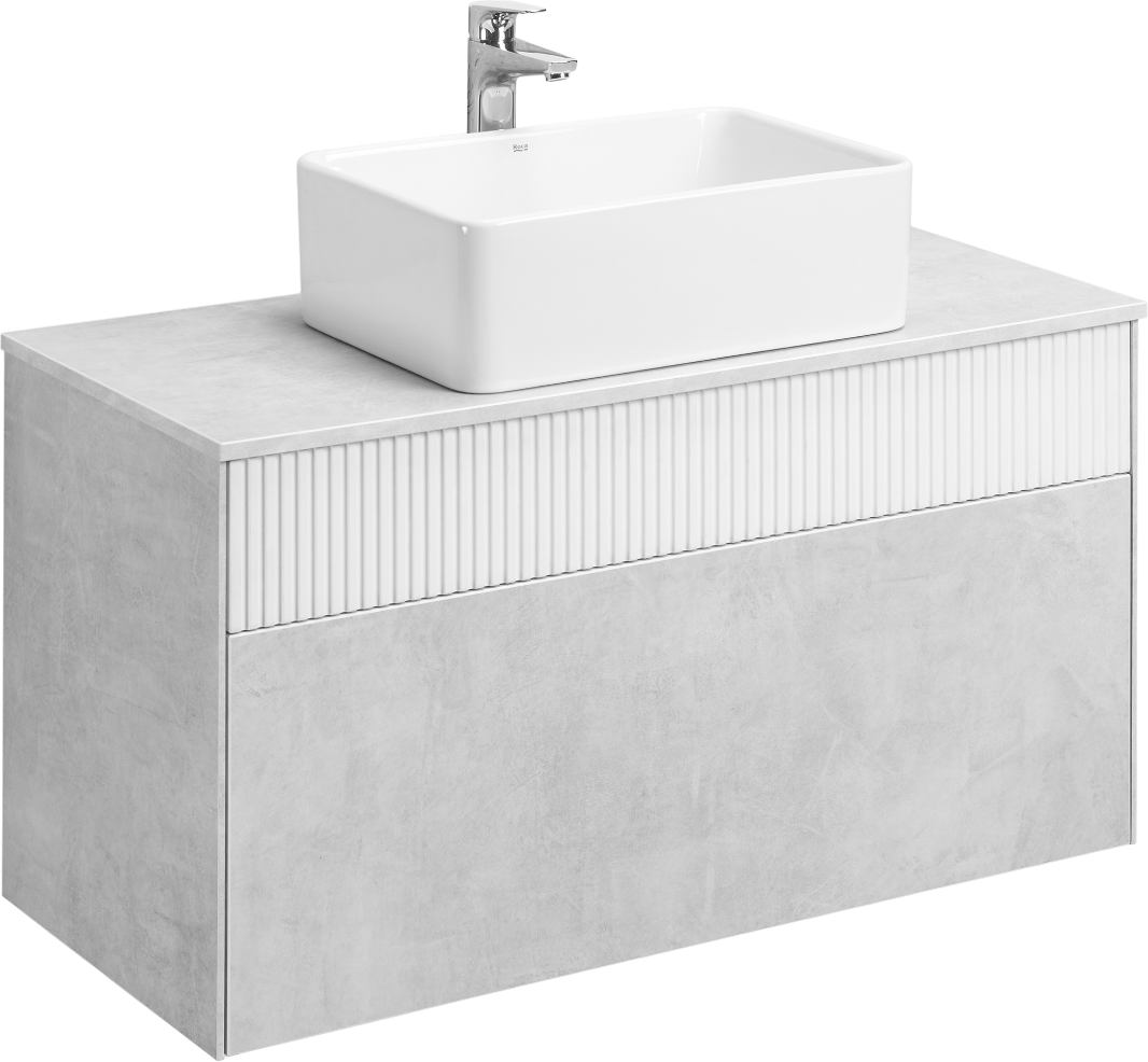 Тумба под раковину со столешницей AQUATON Марбл 100 слэйт, белая матовая