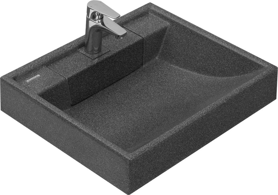 Раковина над стиральной машиной AQUATON Рейн 1A72103KRW210 60 графит, прямоугольная, литьевой мрамор, с кронштейном