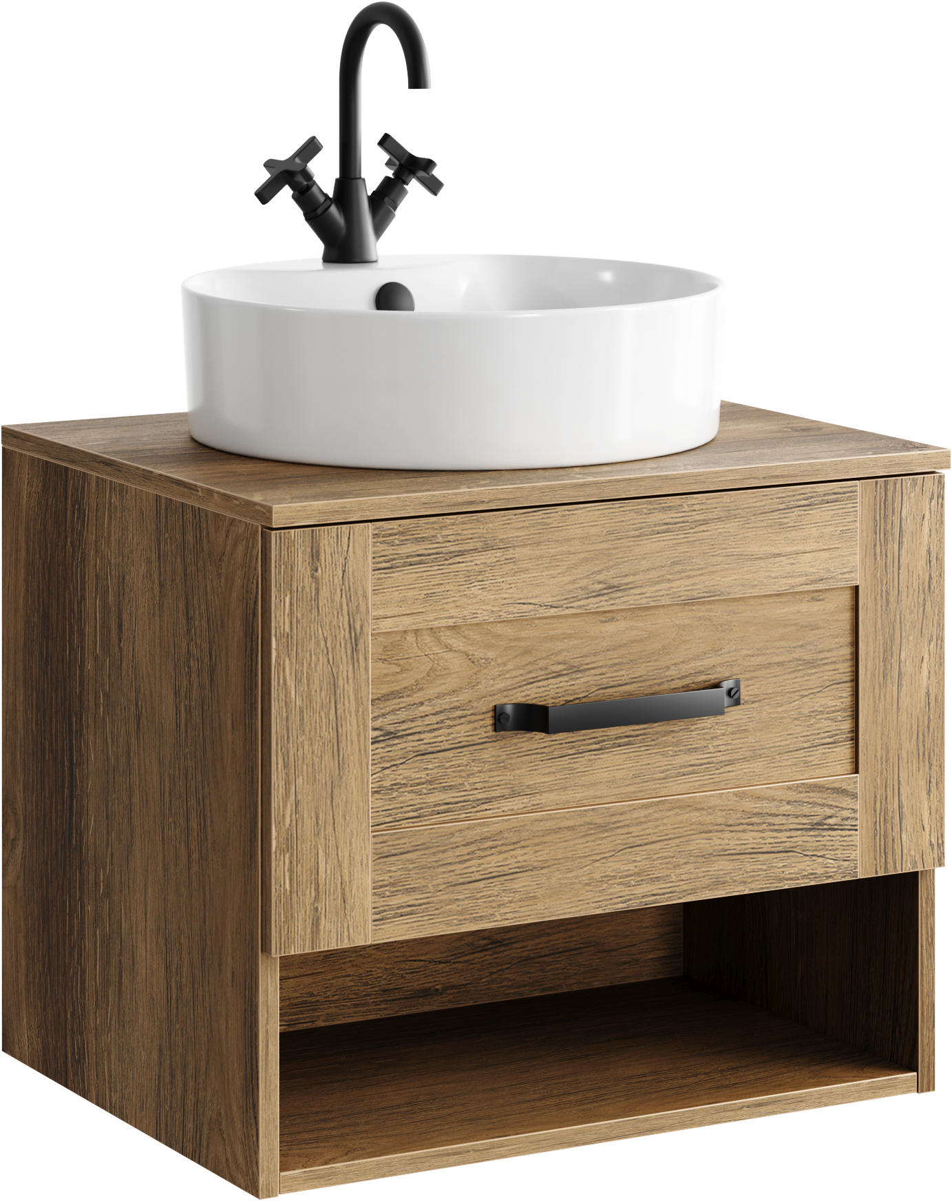 Тумба под раковину со столешницей Aqwella Крафт 60 дуб балтийский