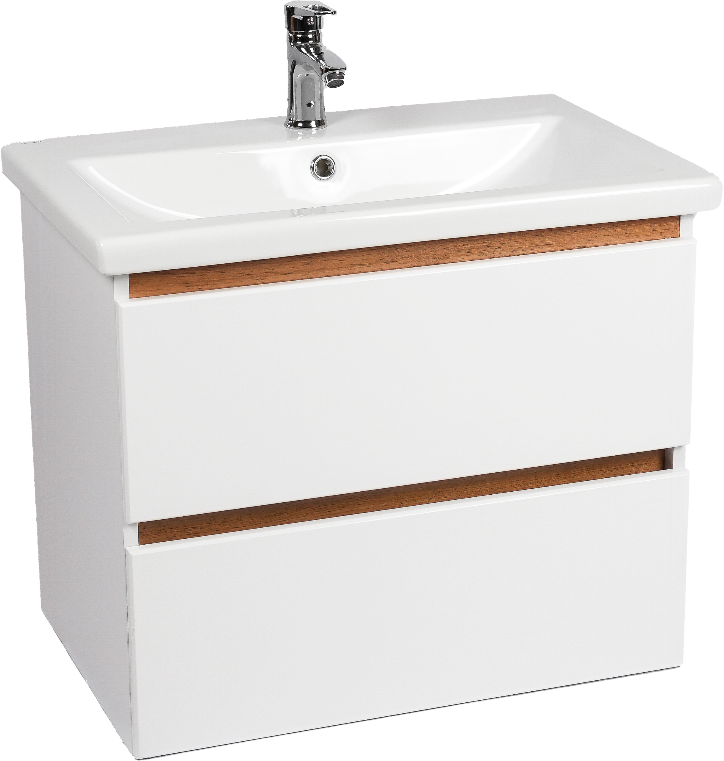 Тумба под раковину без столешницы VIANT Мальта 60 подвесная, белая, дуб вотан