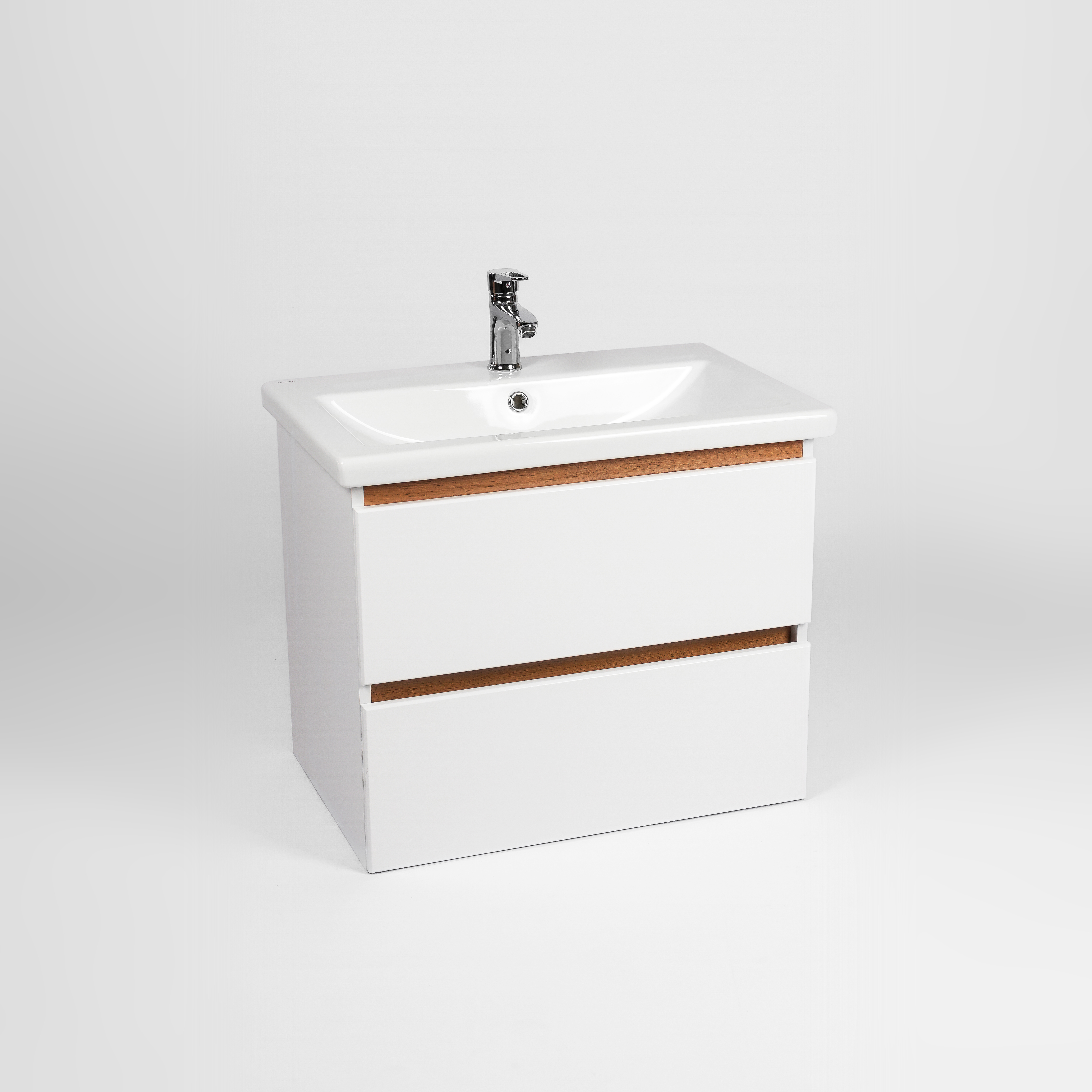 Тумба с раковиной VIANT Мальта 60 подвесная, белая, дуб вотан